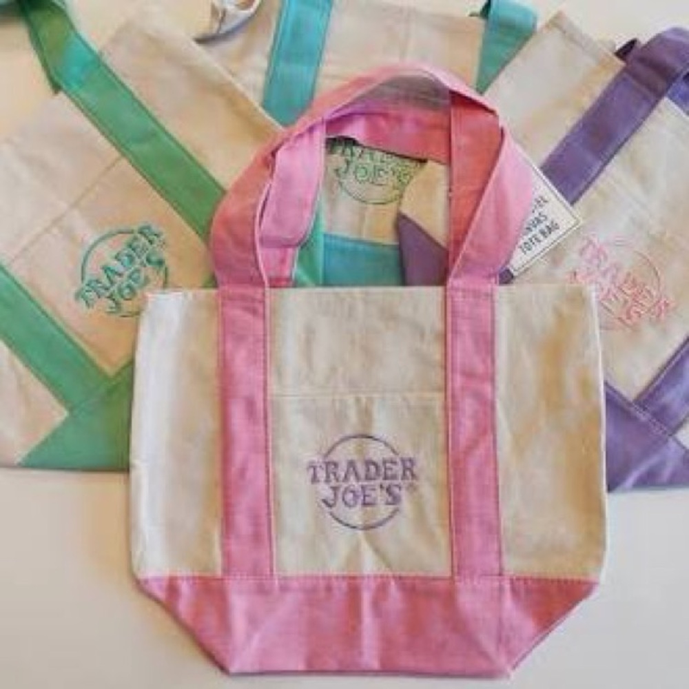 Trader Joe's Pastel Mini Canvas Tote Bag set of 4
